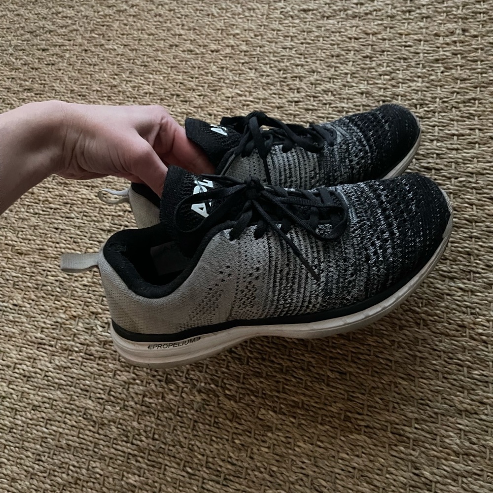 APL Techloom Pro Sneaker in Black, Heather Grey & White | Women’s Size 8